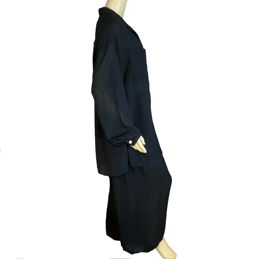 VINTAGE 1990'S TOTONKO SHEER BLACK PANT SET (L) - Image 4