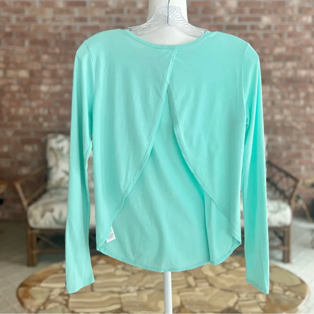 Fabletics Millie Top Split Back Knit Long Sleeve Mint Green XXS Workout Gym - Image 5