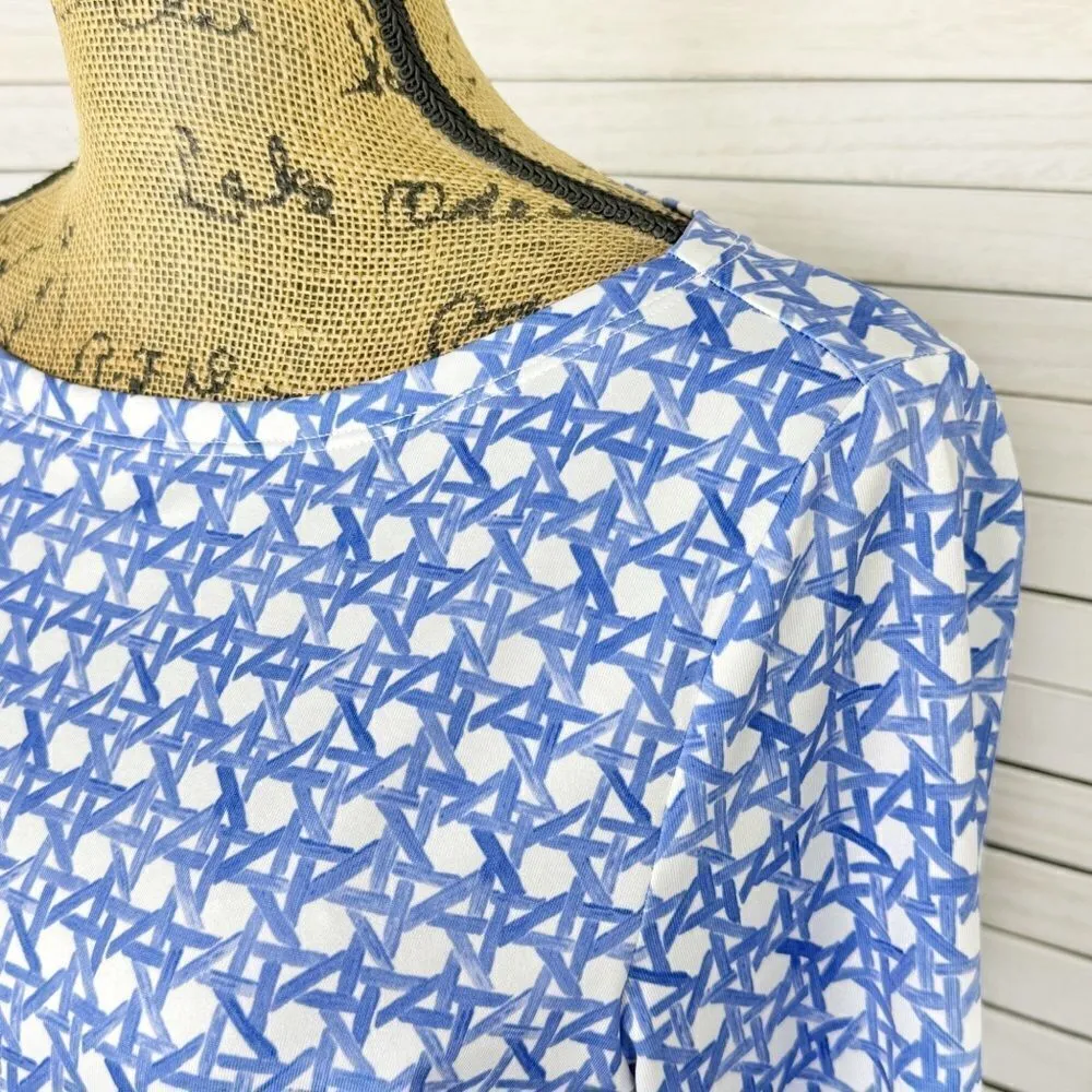 Vineyard‎ Vines Basket Print Simple Boatneck Tee Shirt UPF50 Blue White Small - Image 5