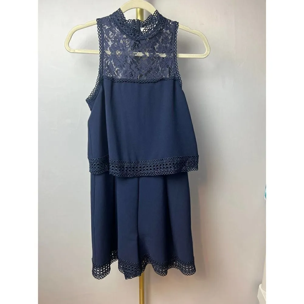 Nicholas Navy Double Layer Romper Sz. 4 Blue - Image 3