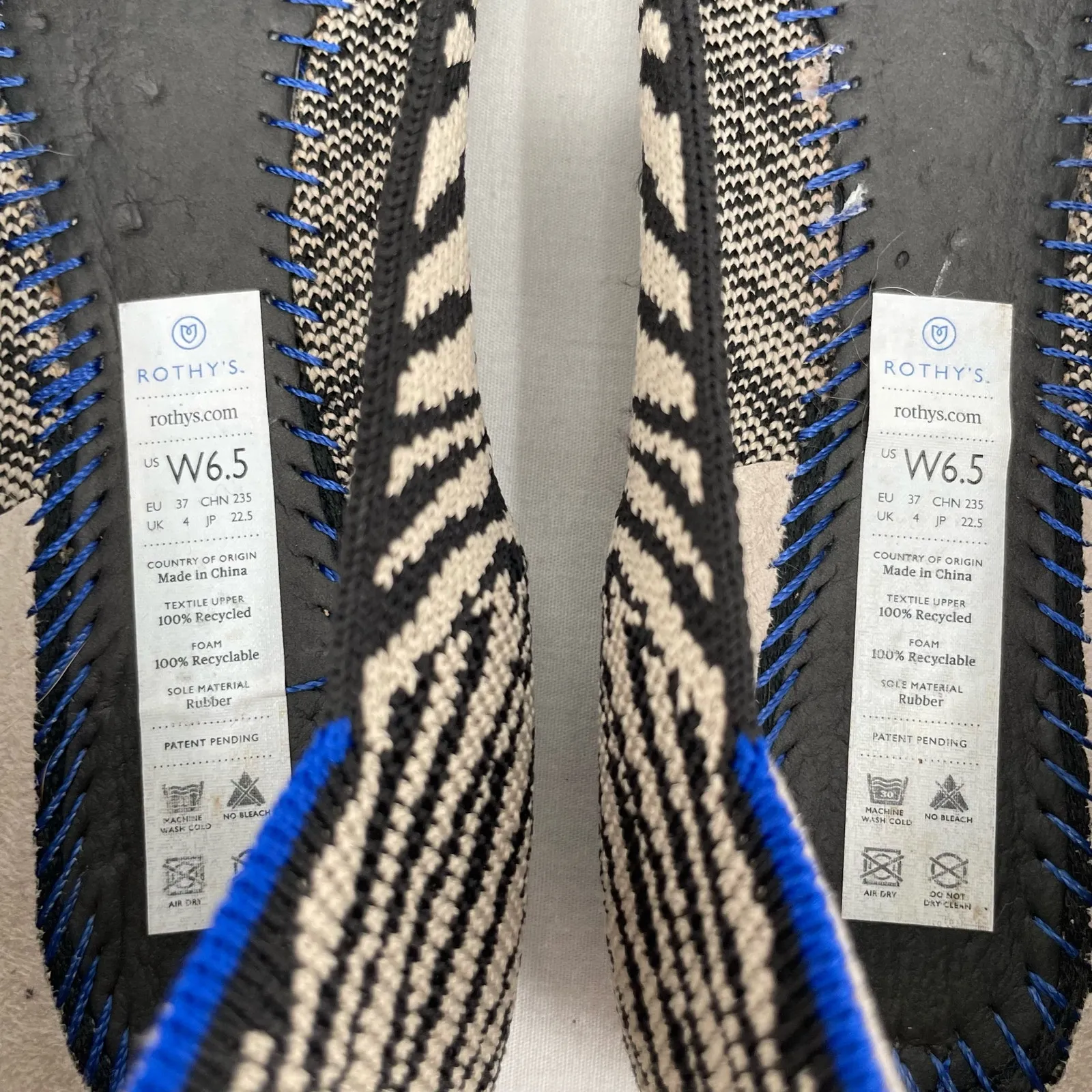 Black Zebra Neutral Animal Print Casual Shoes EDS Spoonie Rothy’s The Flat 6.5 - Image 12