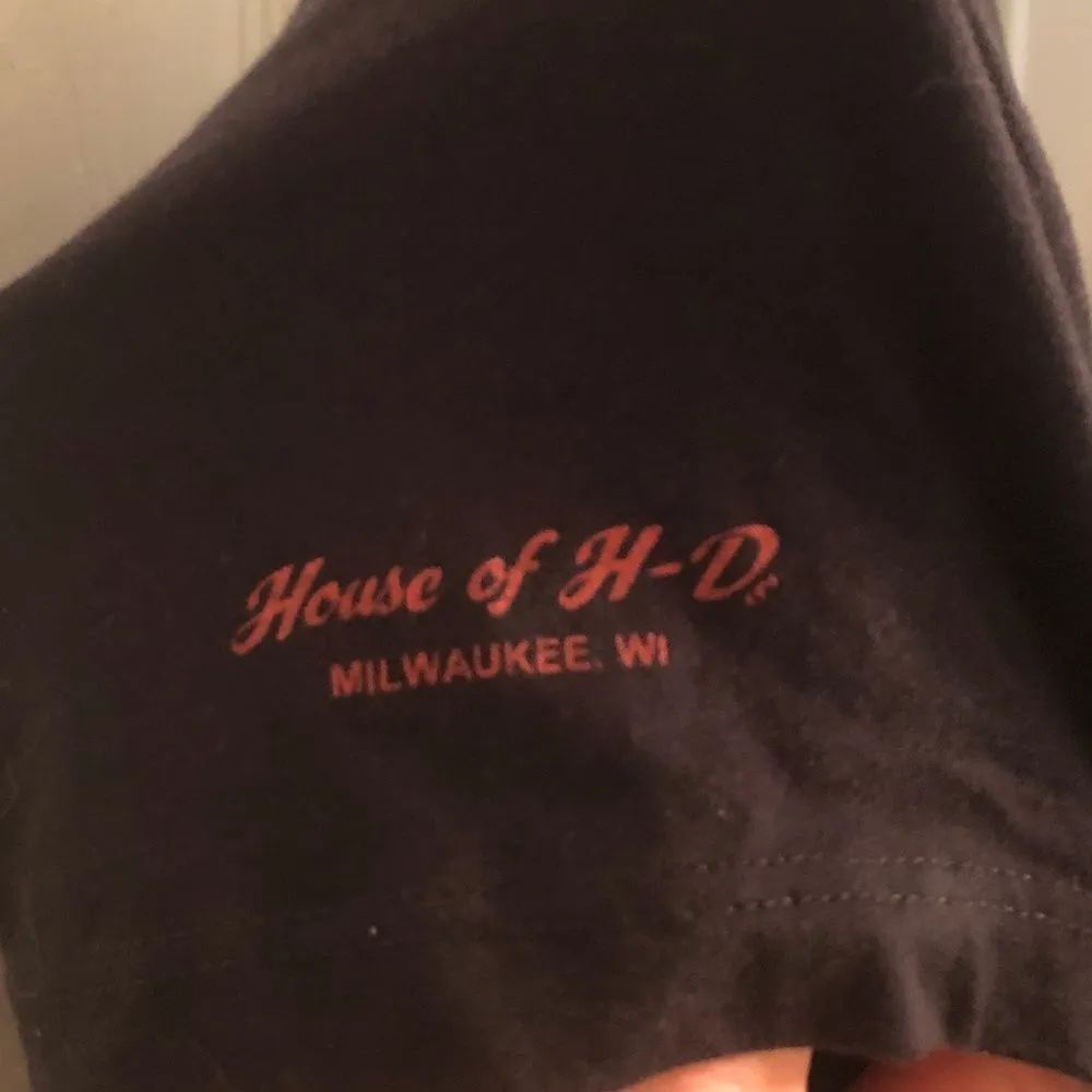 Harley-Davidson Size L House of H-D Black Red Rose V-Neck Graphic Tee - Image 5