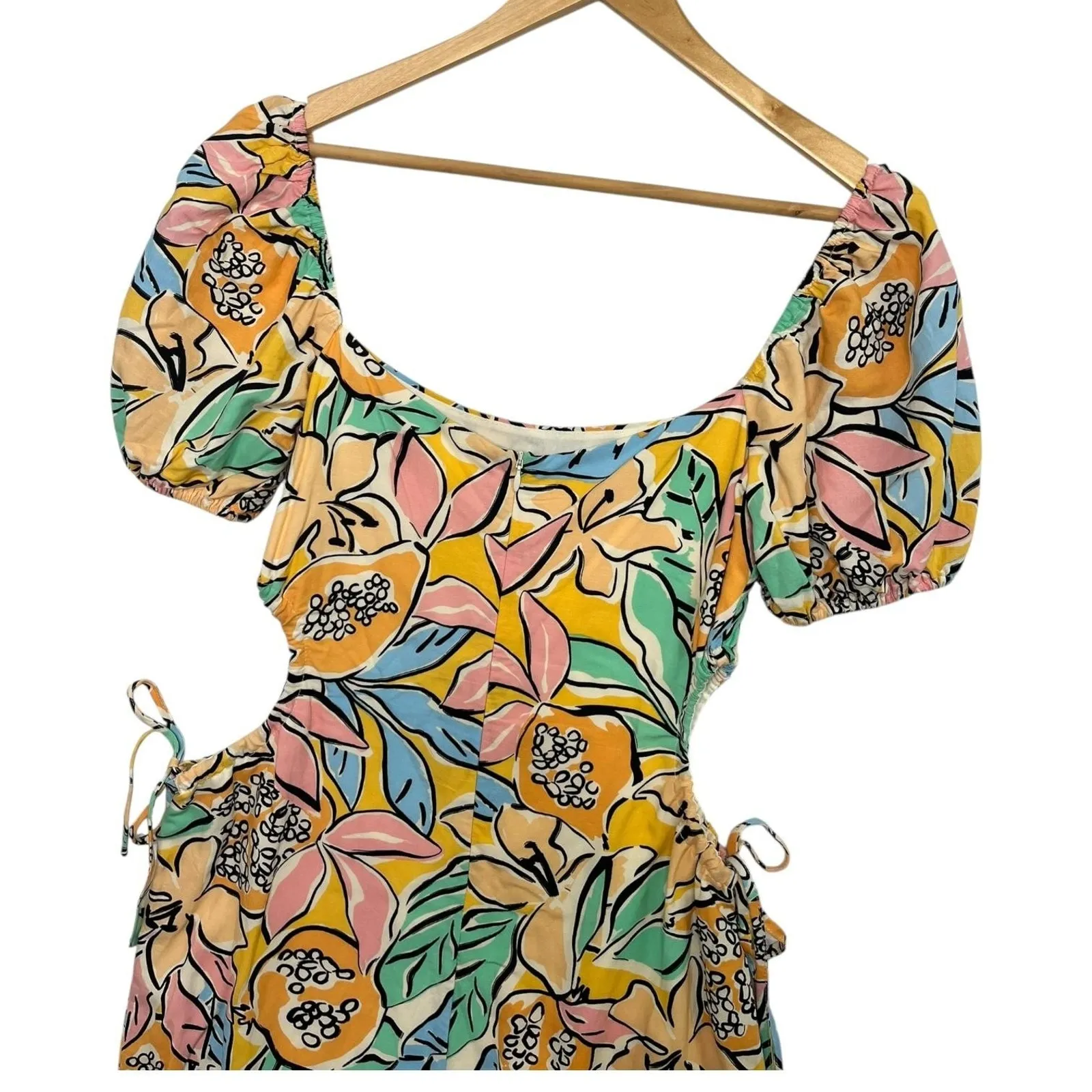 ASTR The Label Dress Womens XS Orange Talula Tropical Papaya Cutout Linen Blend - Image 10