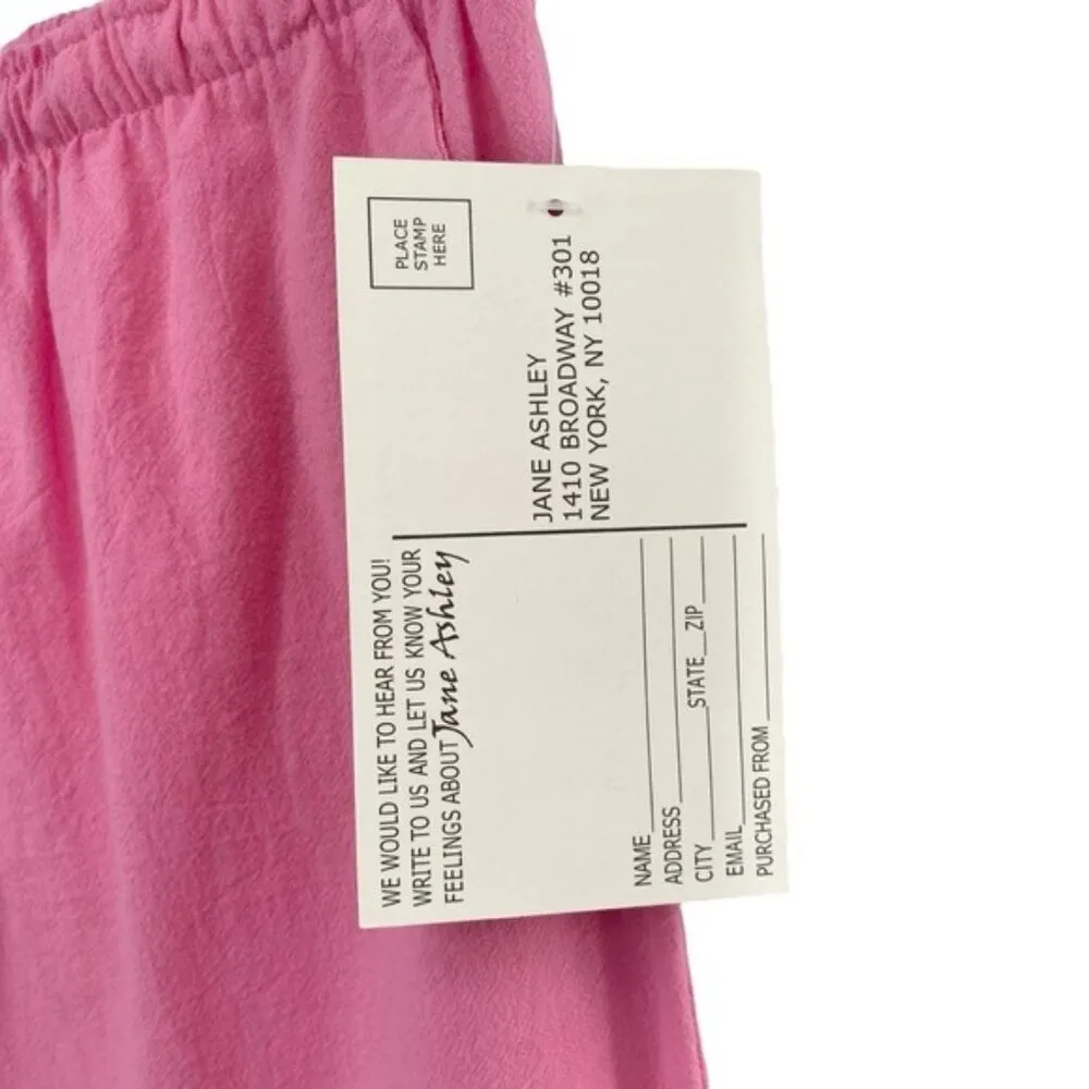 Jane Ashley Pink Cotton Drawstring Capri Pedal Pusher Pants - Image 5