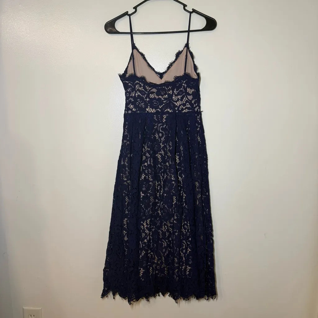 H&M Navy Lace Midi Dress - Image 2