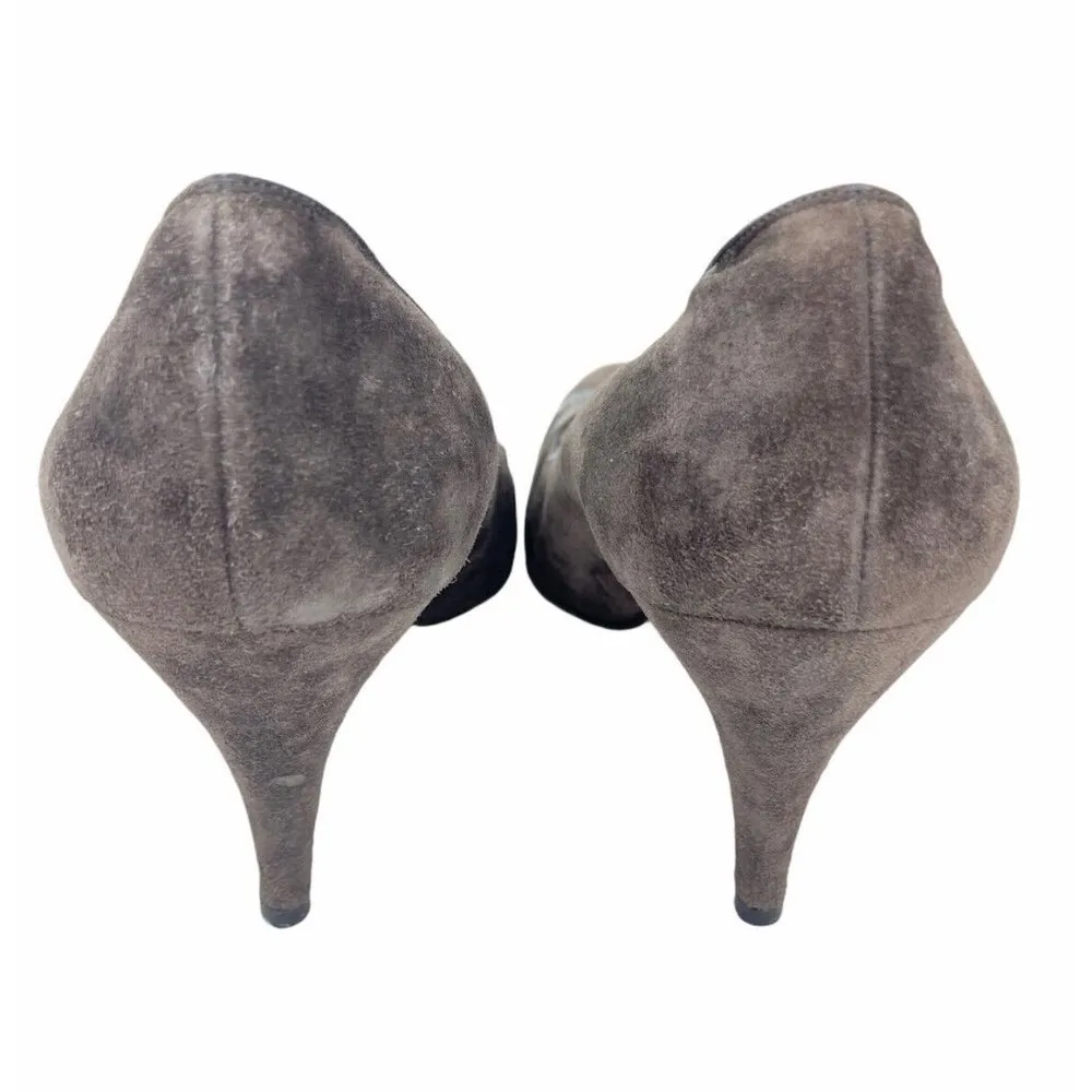 Vintage Salvatore Ferragamo Suede Leather High Heels Womens 6AA Gray - Image 5