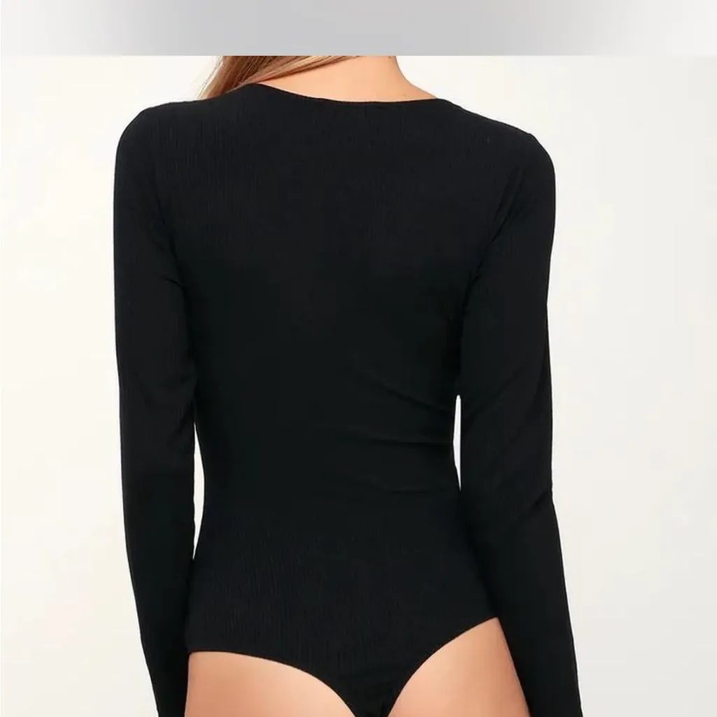 Lulu's Black Lace Long Sleeve Bodysuit - Image 3