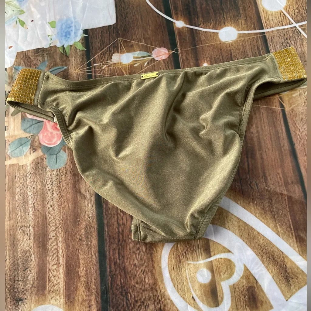Vix Hermanny dark green Bikini Bottom with Sequin Detail Size 10 - Image 2