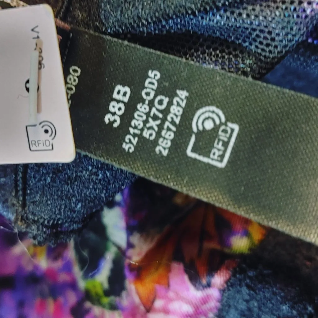 Victorias Secret Panty Bra 38B Push Up Butterfly Moody Floral Lace Brazilian - Image 5