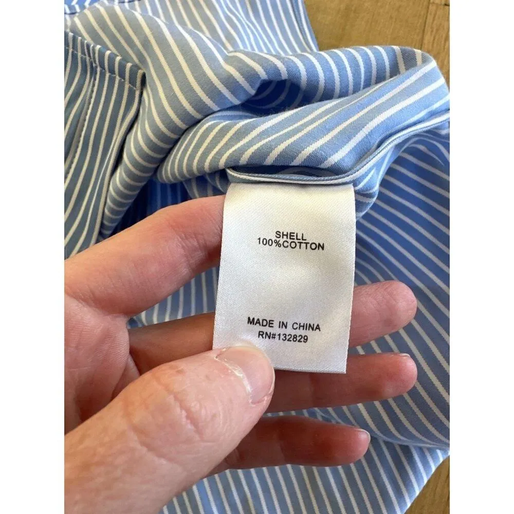 L'Academie Stripe Button Down Shirt in Blue & White - Image 4