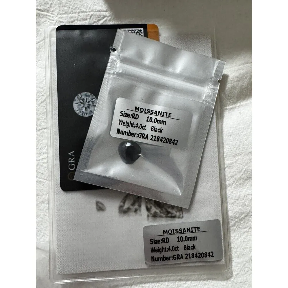 4 Carat Black Moissanite Gem Stone W. GRA Certificate VVS1 D Round Loose - Image 3