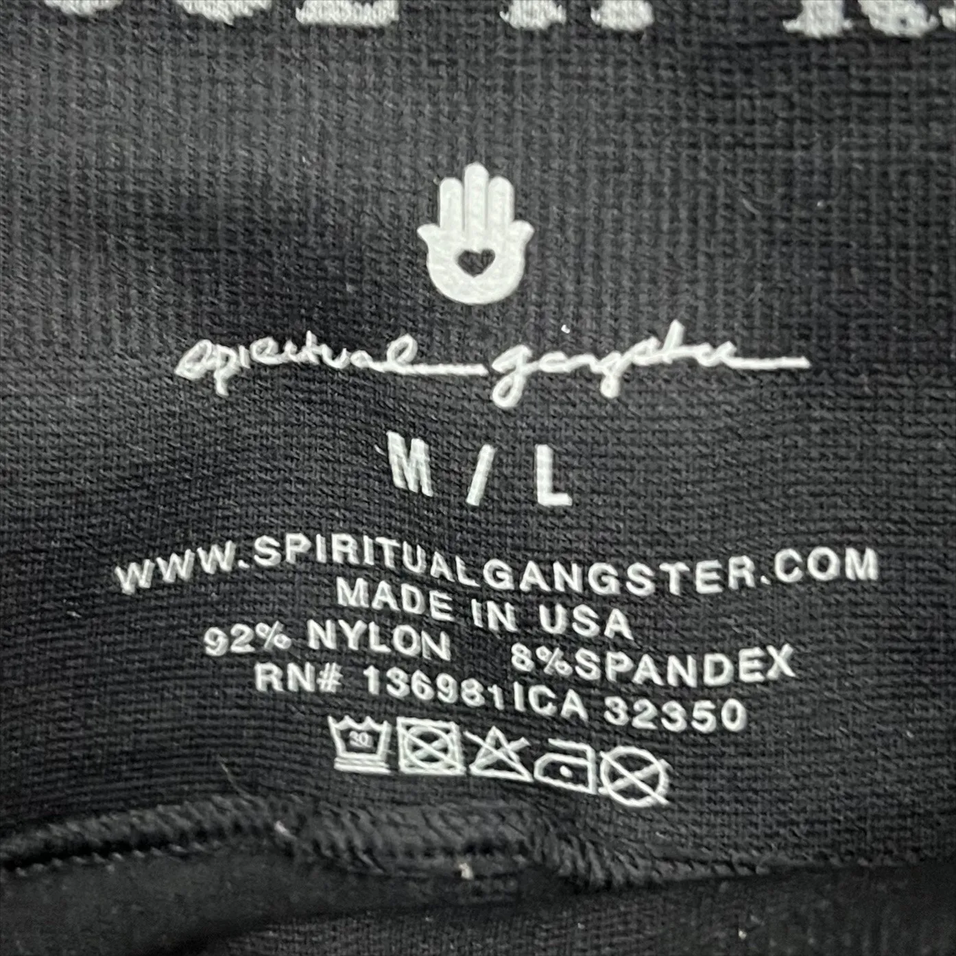 Spiritual Gangster Self Love Black Laser Cut Workout Leggings Size Medium/Large - Image 6