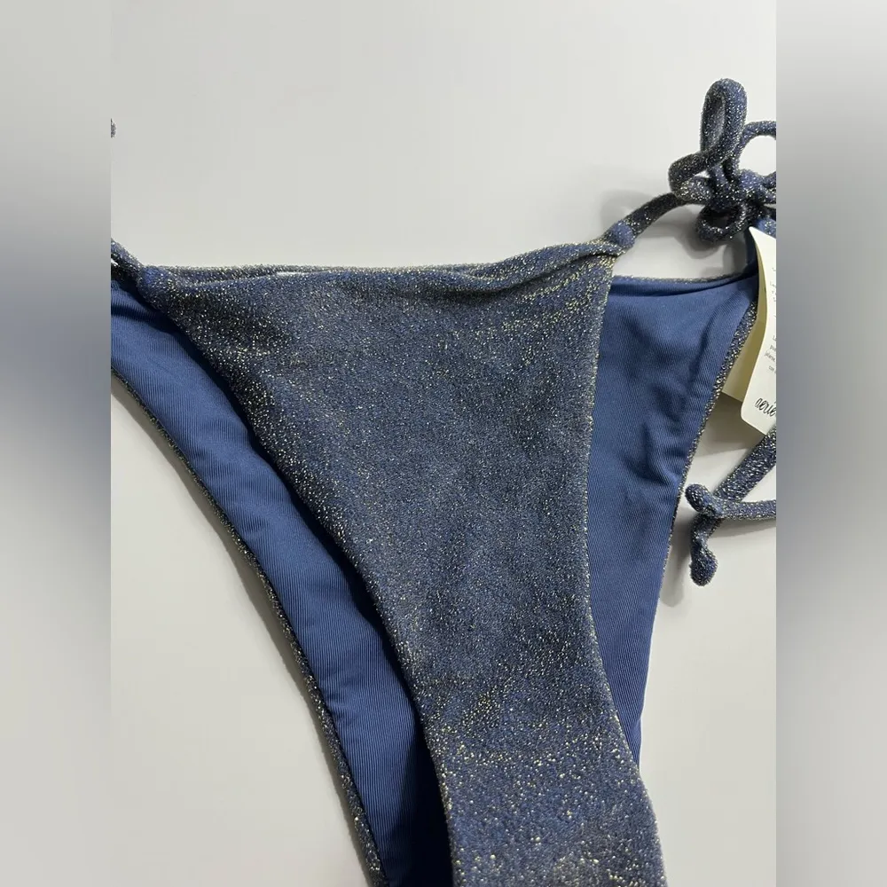 Aerie • NWT Navy Blue String Bikini Bottom with Glitter Shimmer Accent - Image 2