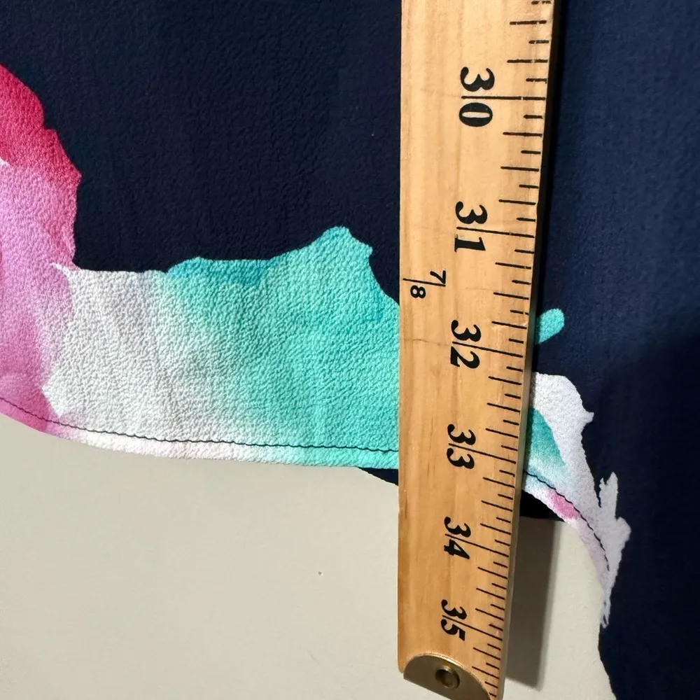 Pink Lily women’s size small navy blue pink Floral Sleeveless Dress lined button - Image 2