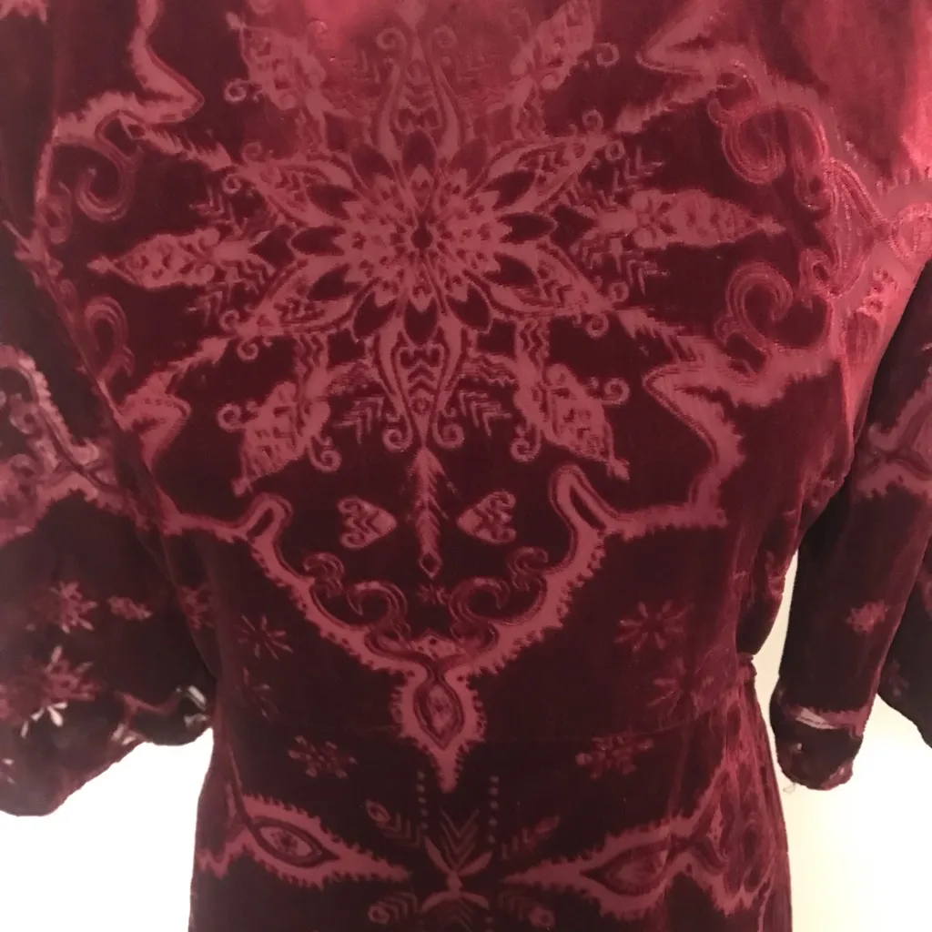 Mng Suit Burgundy Velvet Burnout Dress Red Size 4 - Image 5
