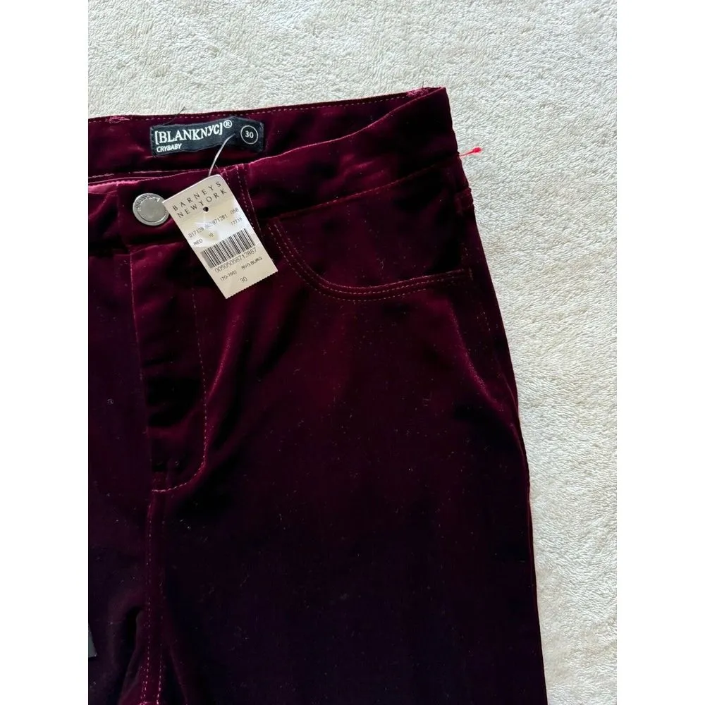 BLANK NYC Womens Crybaby Velvet pants red Valentine's Day‎ Size 30 NWT - Image 4