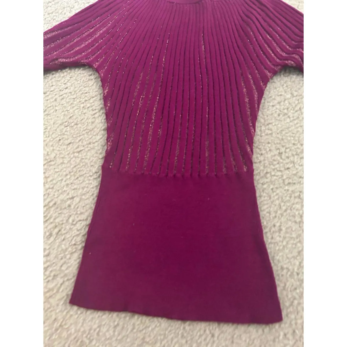 Ab68 sweater woman small purple 3/4 sleeve sparkly cute - Image 2