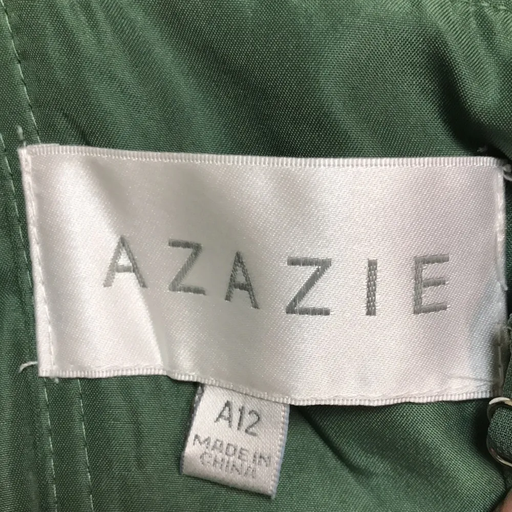 Azazie Women’s Pleated Eucalyptus Green Double Strap Sleeveless Bridesmaid Dress - Image 9