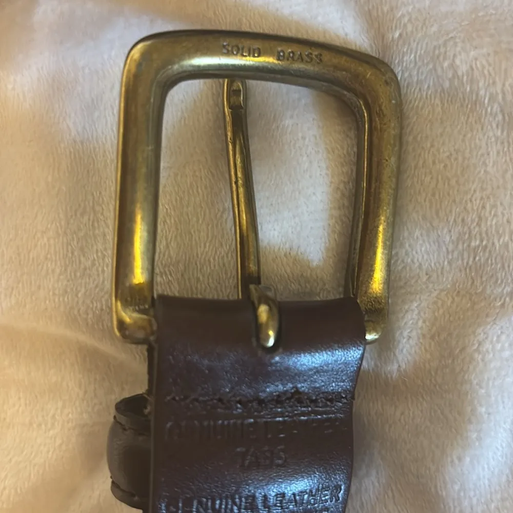 BROWN LEATHER BELT THICK INTERLOCKING LEATHER MADE IN ARGENTINA SIZE40 LENGTH50” - Image 3