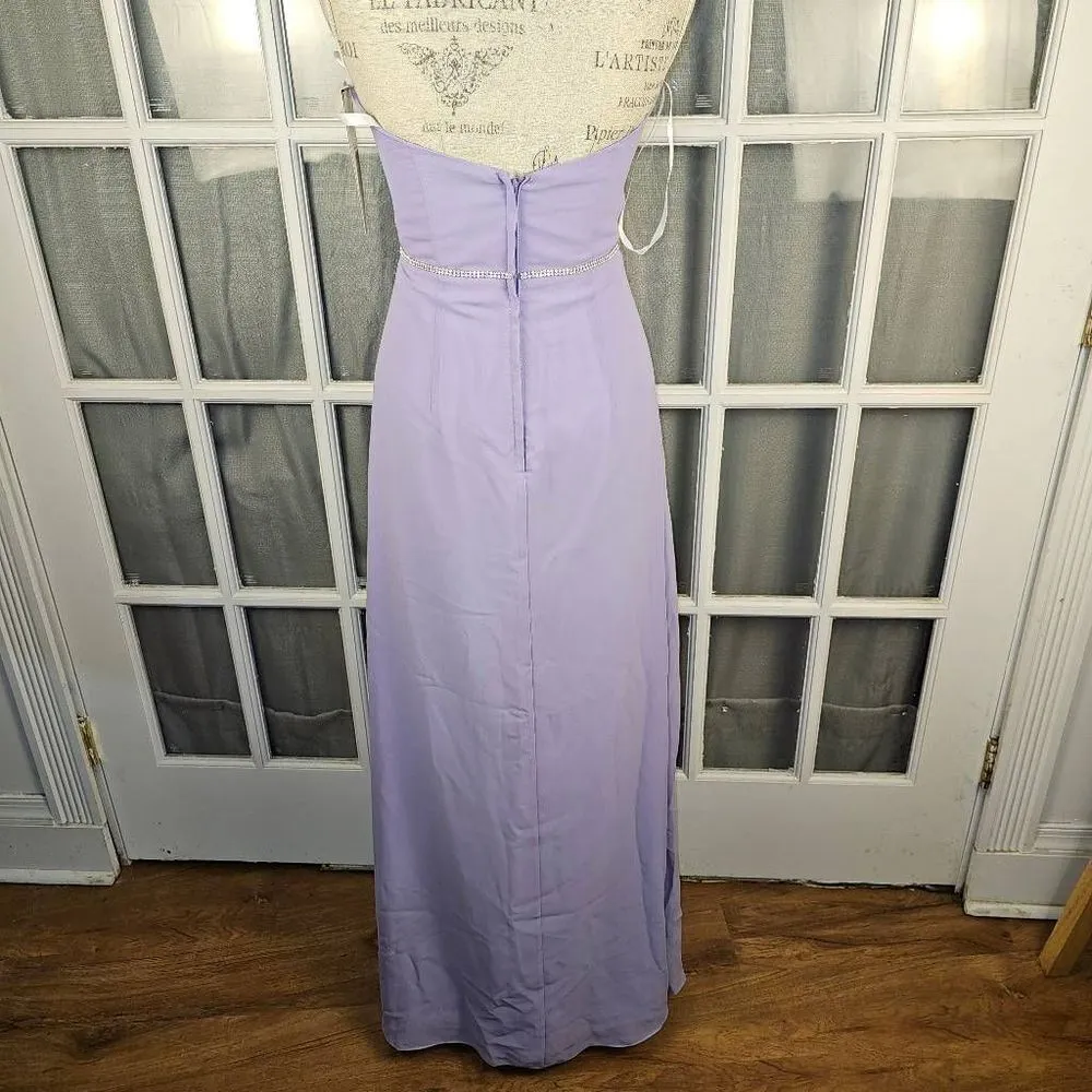 NWT Christina Wu Celebration Womens Lilac Chiffon Full Lenth Dress 4‎ - Image 2
