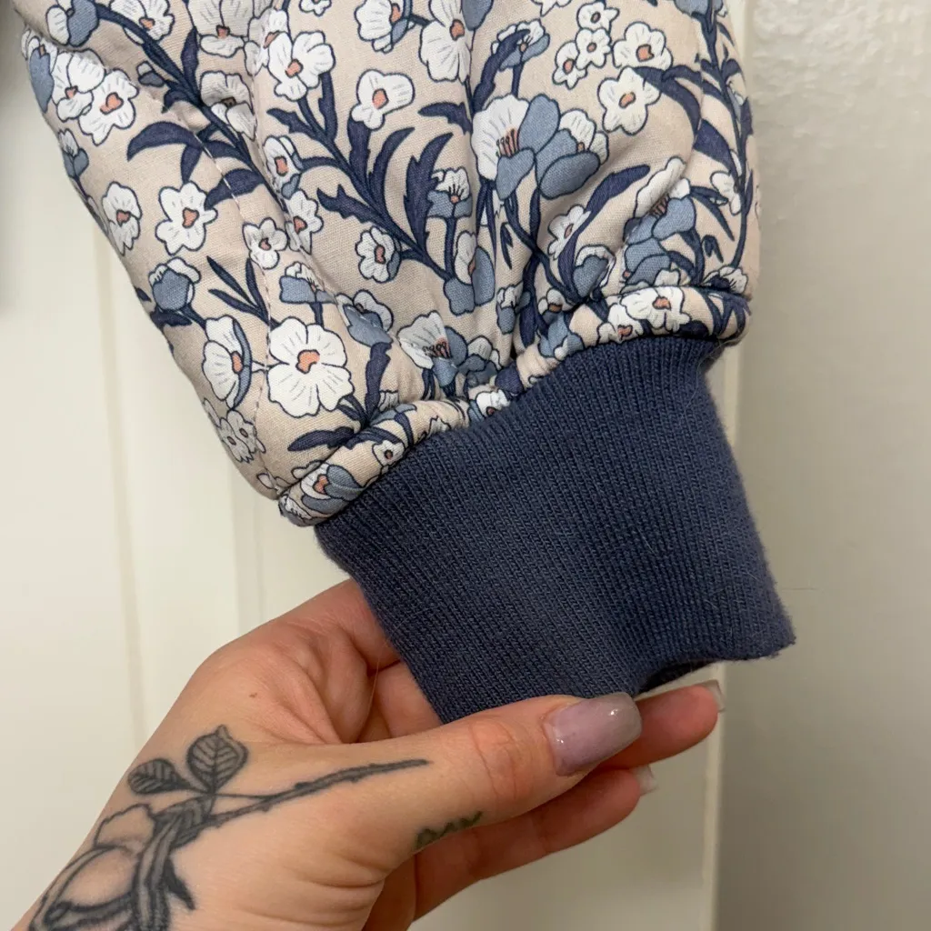 Blue & White Floral Bomber Jacket - Image 4