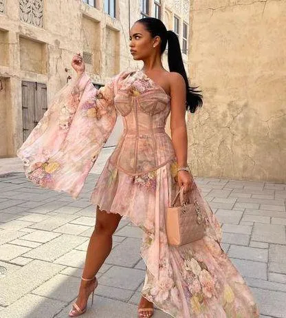 Fashion Evangeline Dress in Rose Silk. Size Small. Does Come with Corset.