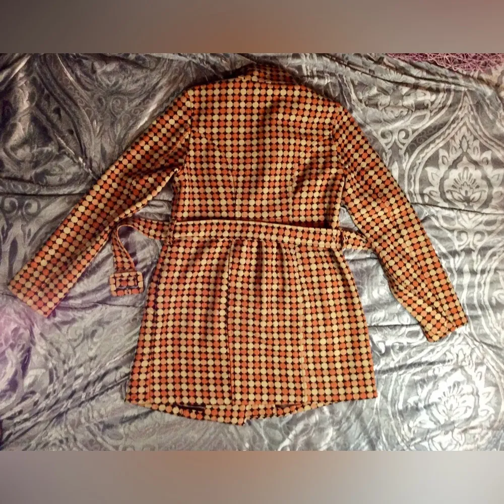 TULLE ANTHROPOLOGIE Orange/Brown Khaki Wool Blend Trench Jacket XS - Image 8