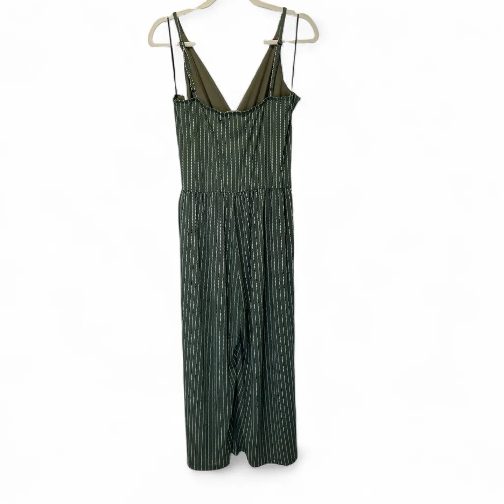 KAILEIGH Rica Knit Cropped Striped Green Jumpsuit size L - Image 4