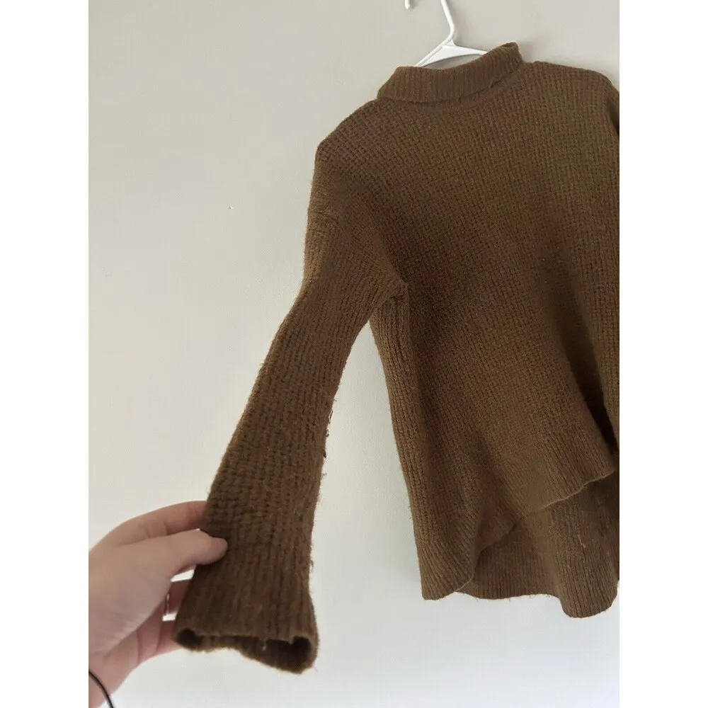 Wool Waffle Knit Turtleneck Mock Neck Long Sleeve Sweater Size Medium - Image 3