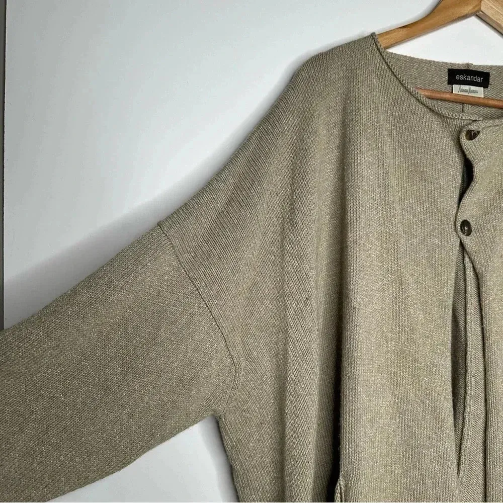 Eskandar Neiman Marcus Cashmere Silk Blend Knit Cardigan Sweater One Size Tan Size undefined - Image 5