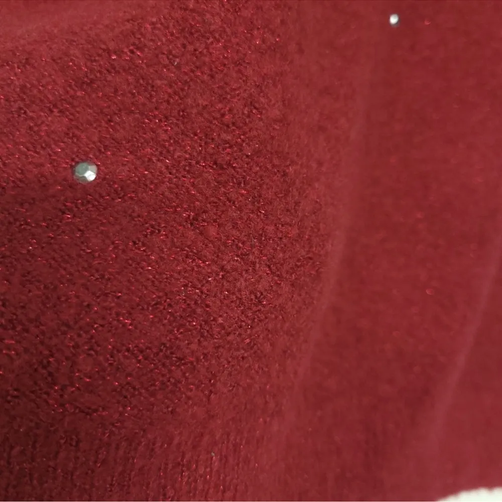 Juicy Couture Bedazzled Rhinestone Funnel Neck Burgundy Sweater Size Small - Image 4