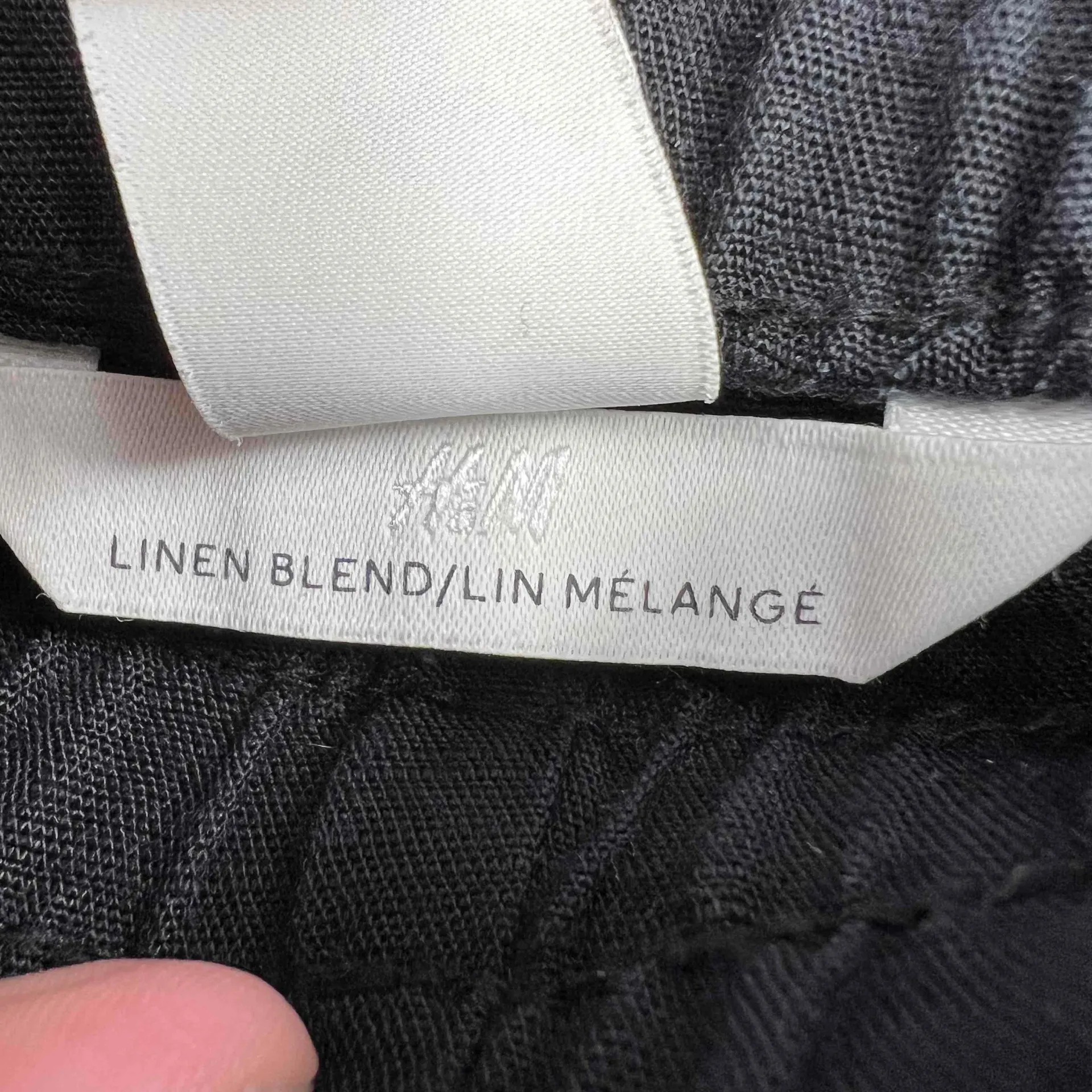 H&M‎ Black Linen Pants Elastic Waist Wide Leg Womens Small - Image 6