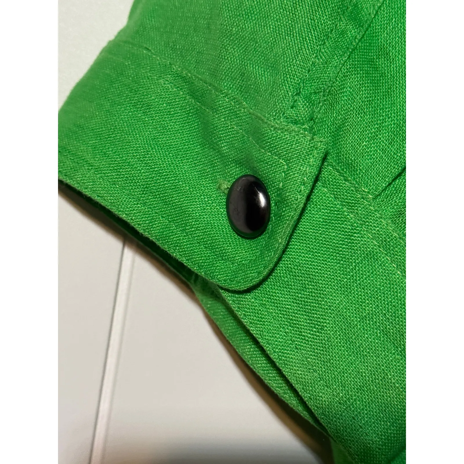 Multiples · 2X · Linen Cropped Jacket · Emerald Green · Stud Trim · 3/4 Sleeve - Image 4