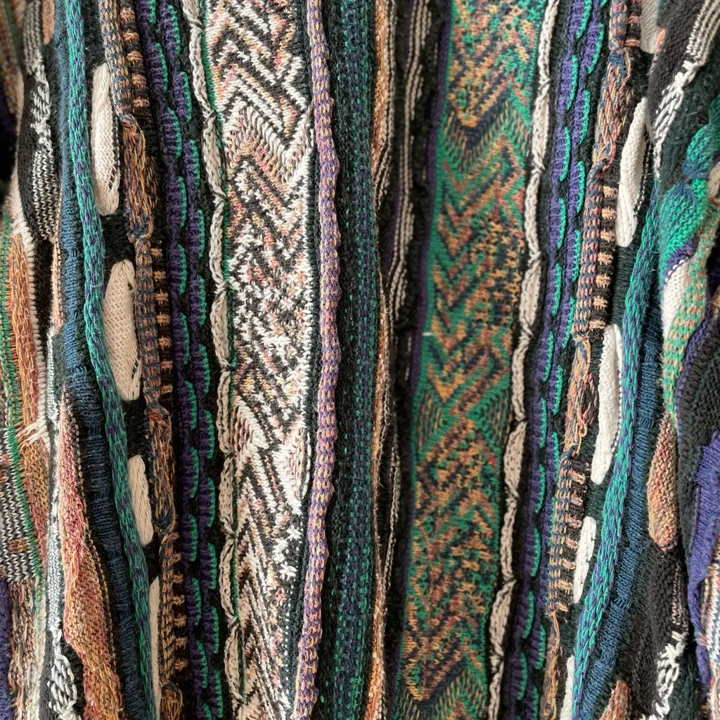 BRANDINI 90s Vintage Cotton Blend 3D Textured Knit Crewneck Sweater Size XL Green - Image 13