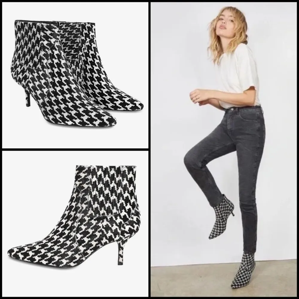 💕ANINE BING💕 Whitney Calf Hair Ankle Boots ~ Houndstooth Print 37 NWOT - Image 3