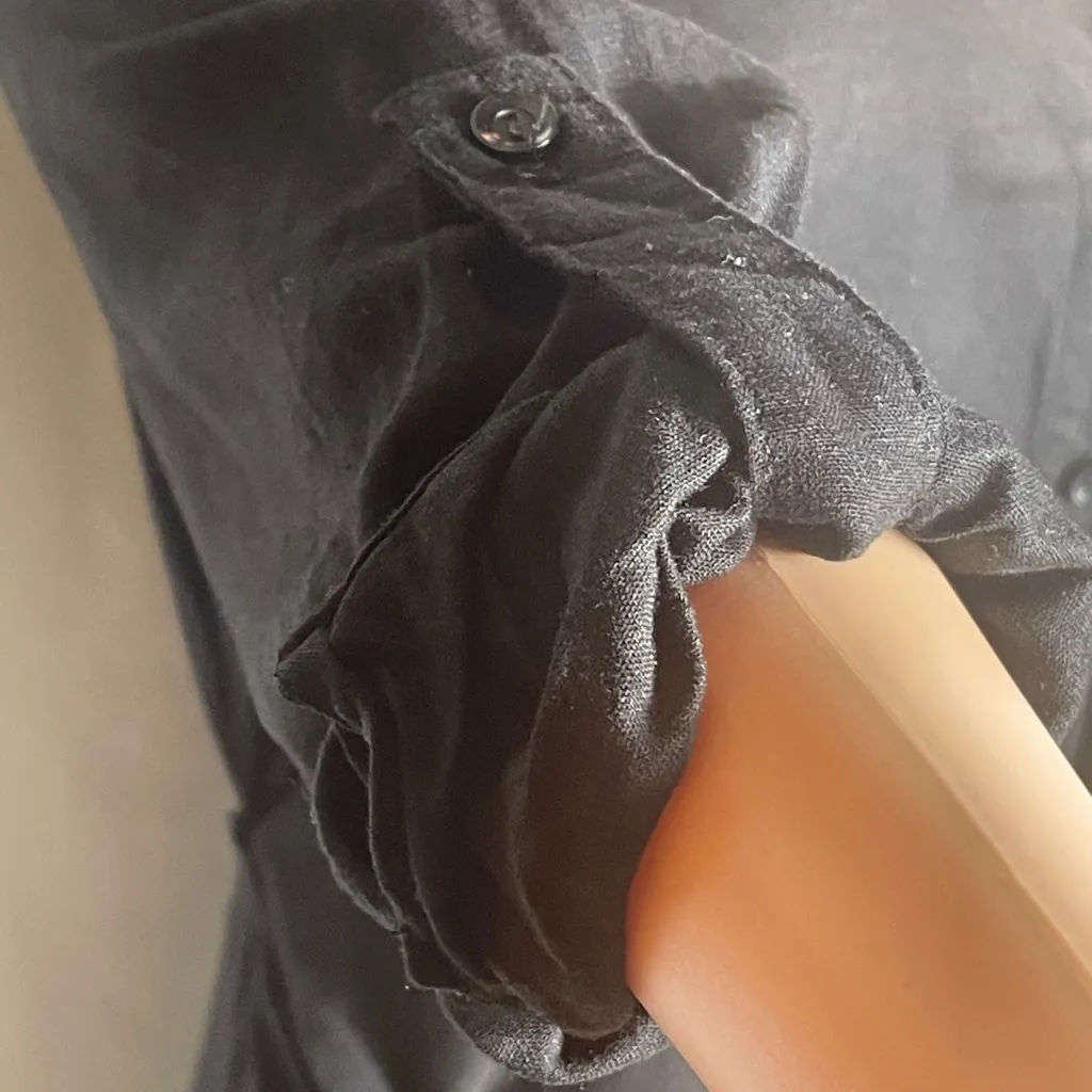 YFB Young Fabulous & Broke Black Linen Blend Maxi Shirt Dress Size M - Image 5