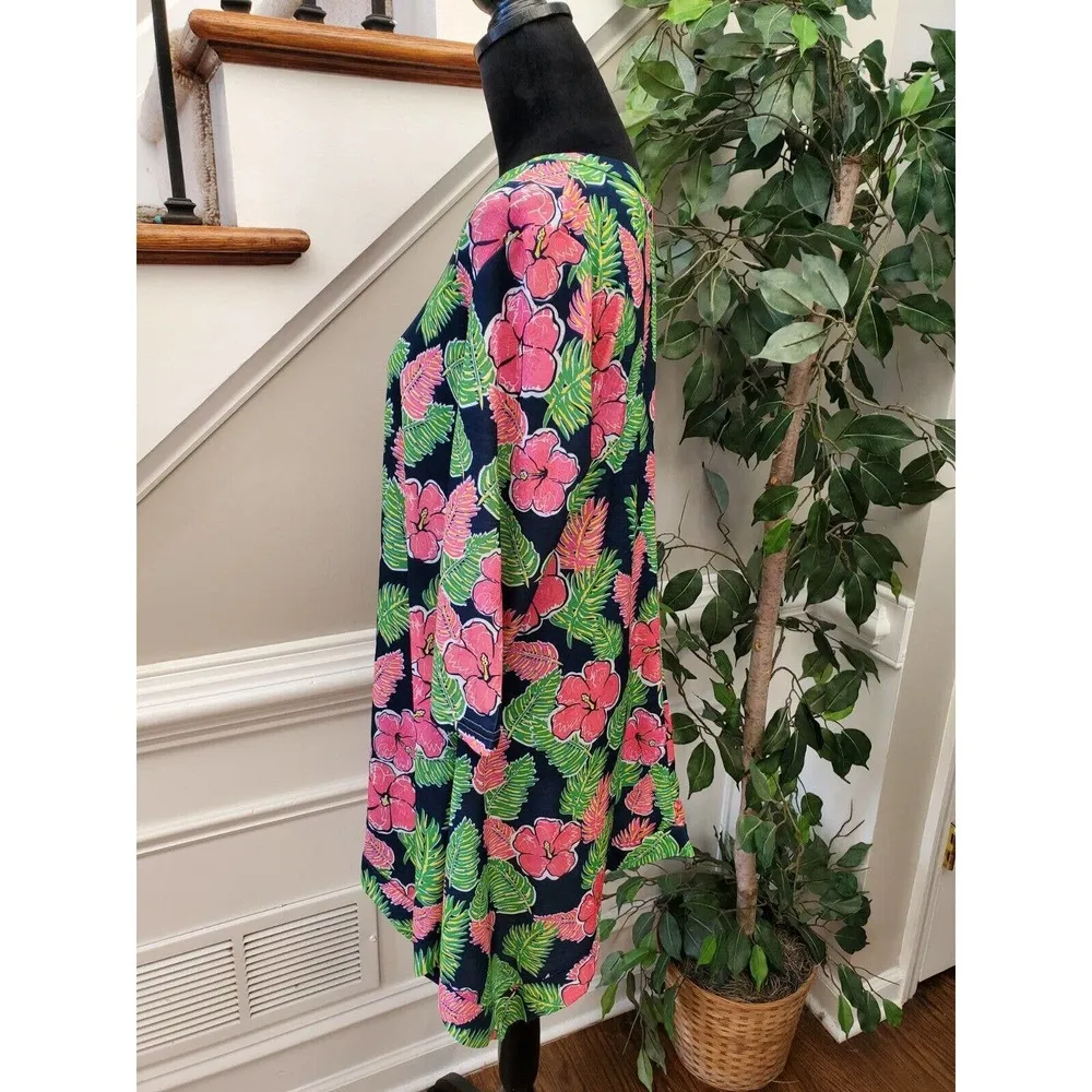 Simply Southern Hawaiian Hibiscus Floral Print Knee Length Tunic Dress Small - Image 6