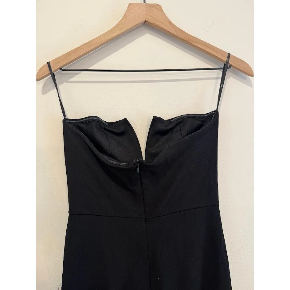 Lulus Black Strapless V Neck Slit Maxi Dress Formal Evening Occasion Size M - Image 10