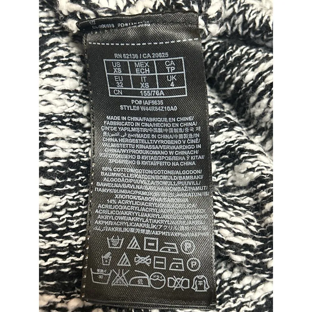 Guess Women's Black White Knit Long Sleeve V Neck T Shirt Sweater Top Size XS - Image 4