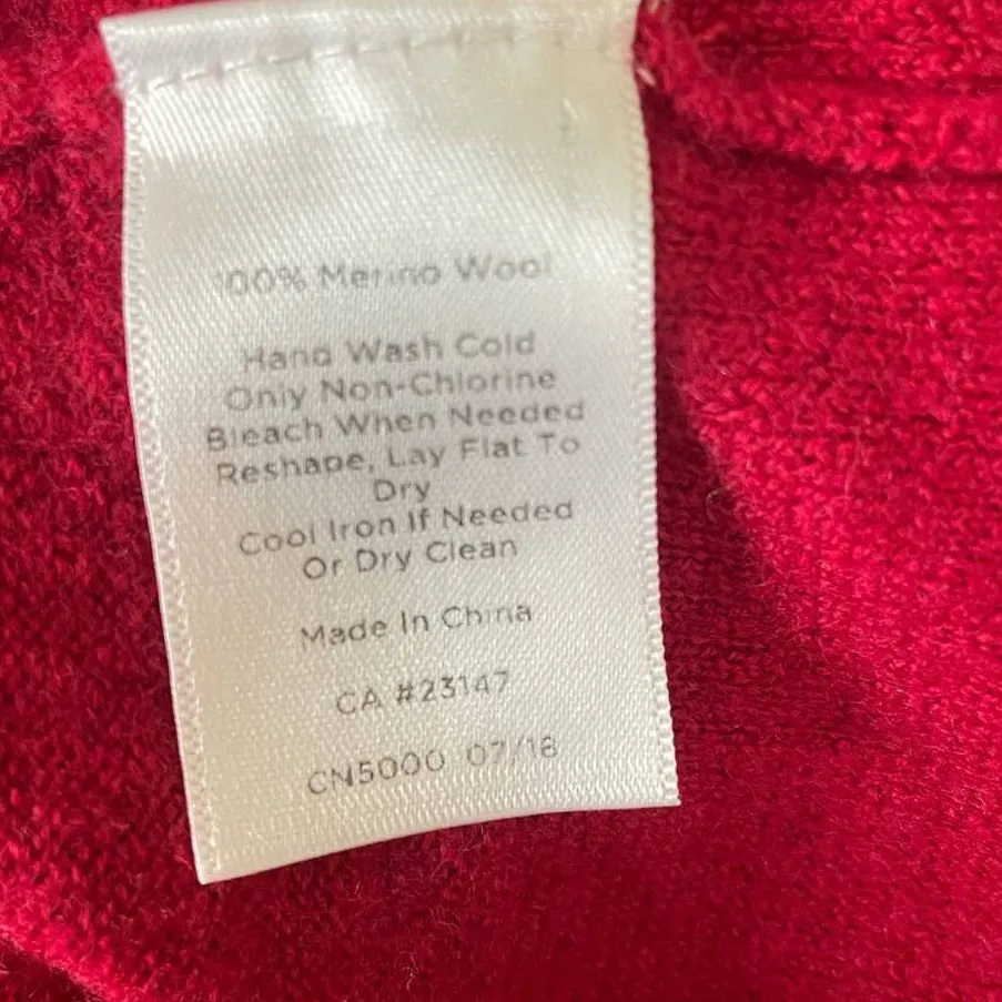 Talbots Women Crop Sweater M Red Merino Wool Cowl‎ Neck Classic Capsule Minimal - Image 8