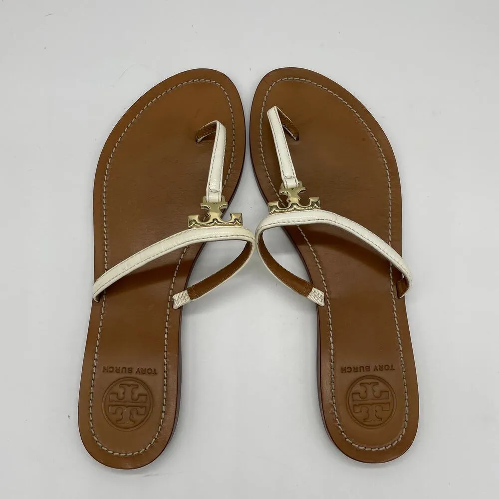 Tory Burch 'T' Logo Leather Thong Sandal - White - 9 - Image 9