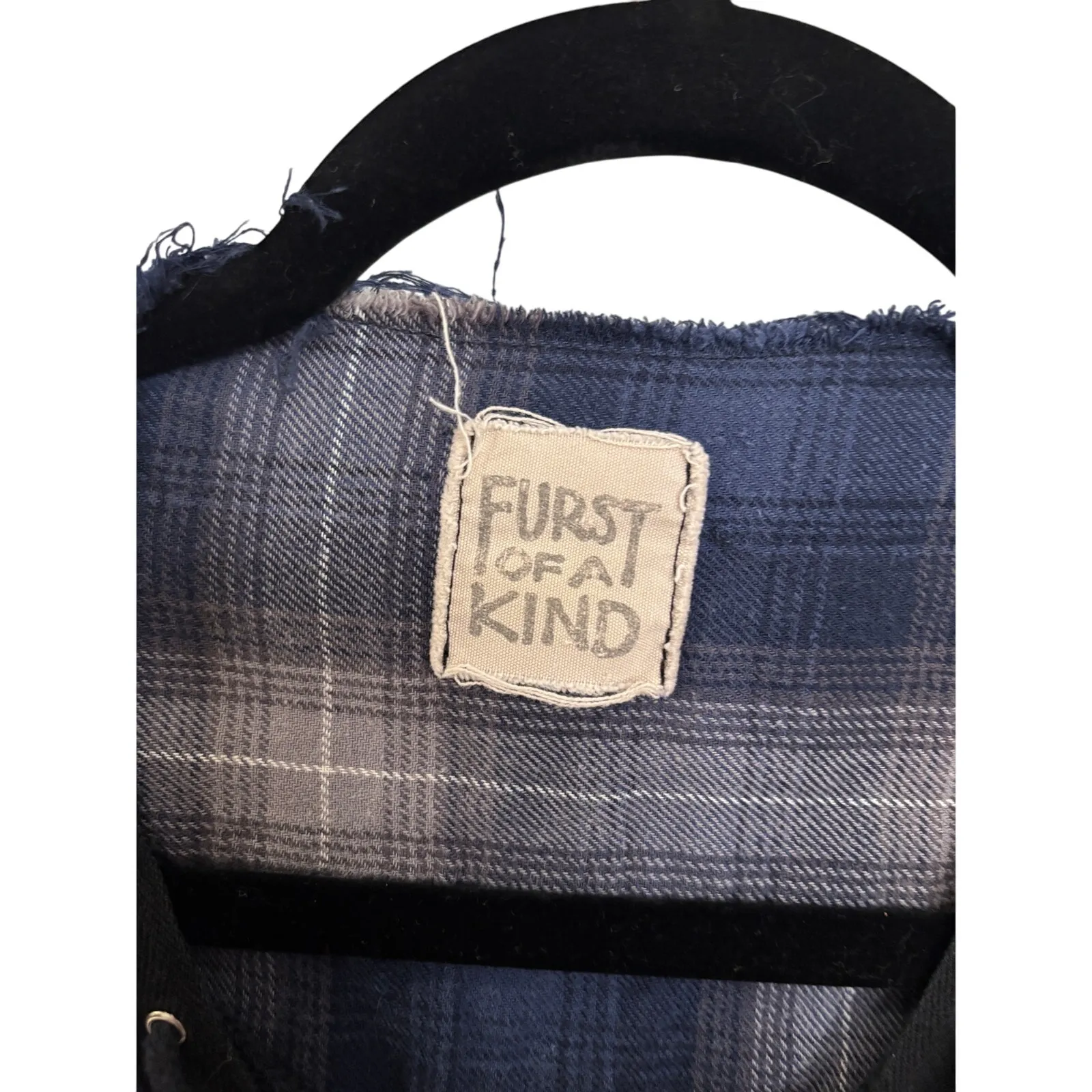 LF Furst Of A Kind Tunic Womens XL Flannel Navy Gray Plaid Long Sleeve Shirt Top - Image 3