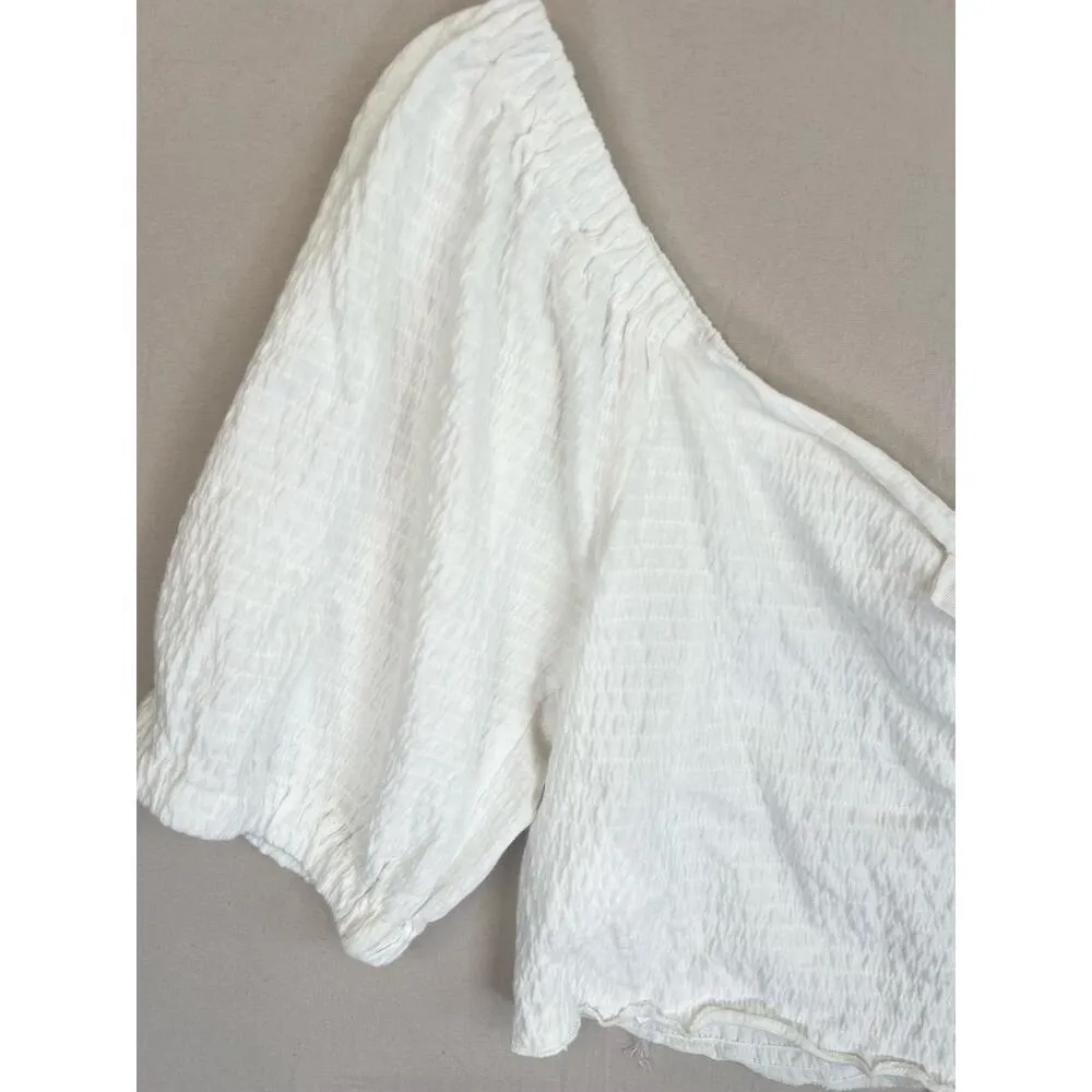 Roxy White Ruched Front Tie Detail Short Sleeve Off Shoulder Blouse Size XXL - Image 9