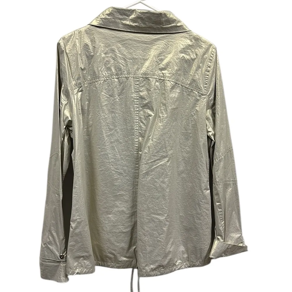 BGN Iridescent Metallic Mesh Lined Zip Up Lightweight Jacket EU 40 Womens 8 Silver - Image 8