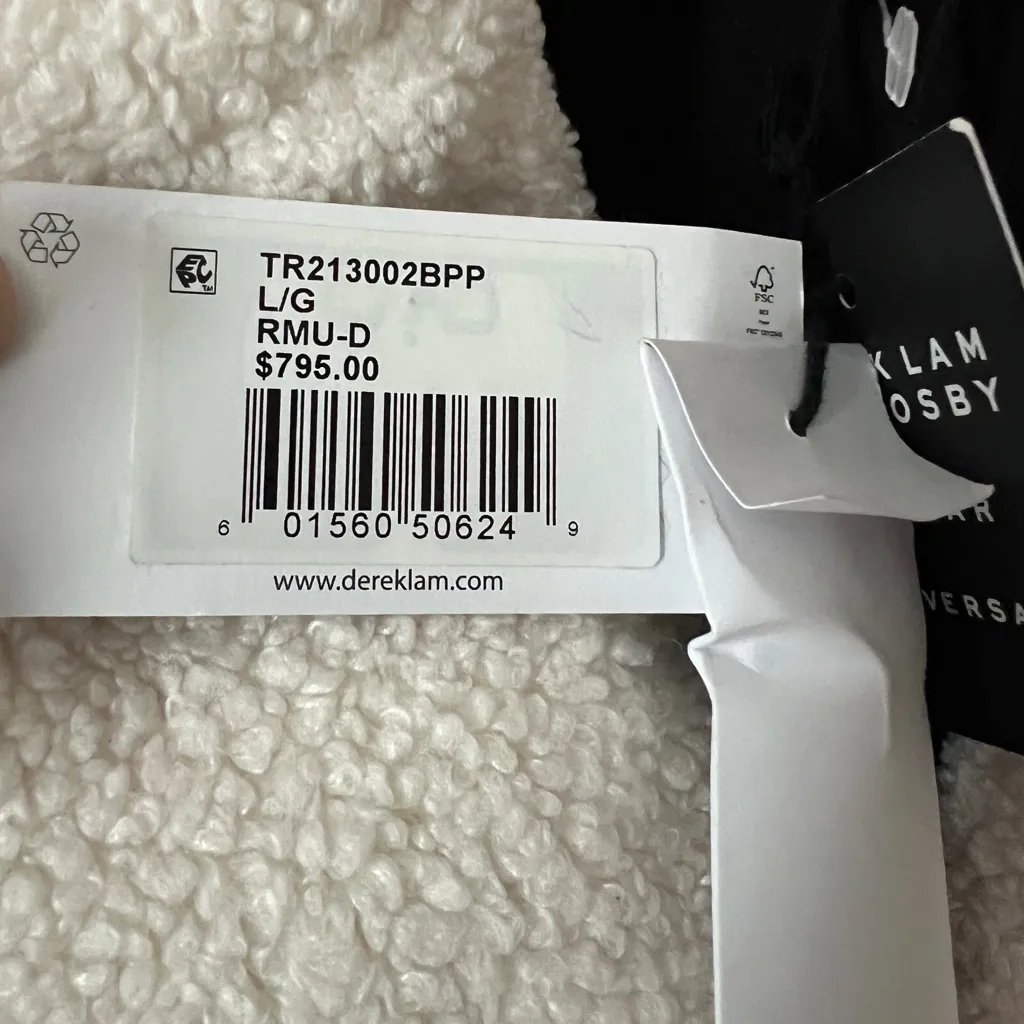 Derek Lam 10 Crosby Hayden Quilted Red Black Faux Fur Coat Peacoat‎ Large - Image 9