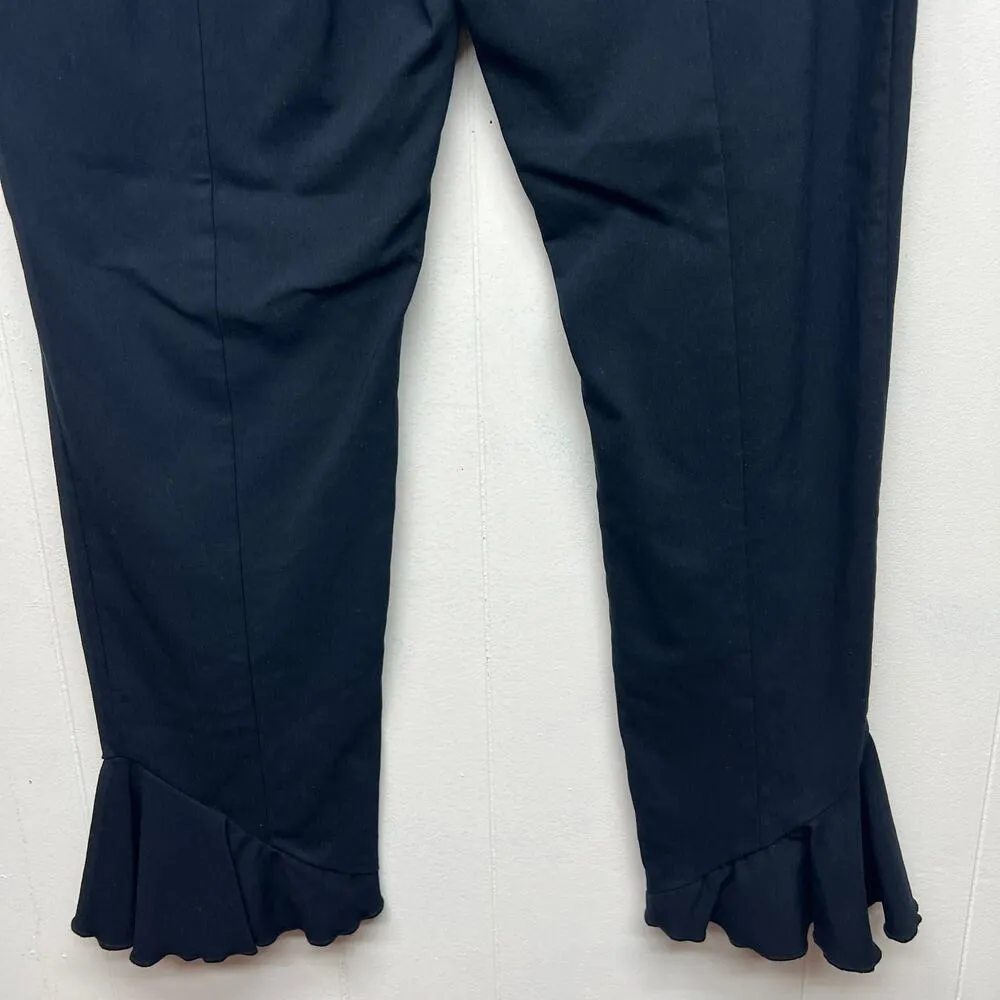 INC Black Womens Pants 8 Cropped Ruffle Hem Stretch Pull On Dressy Party Event - Image 7