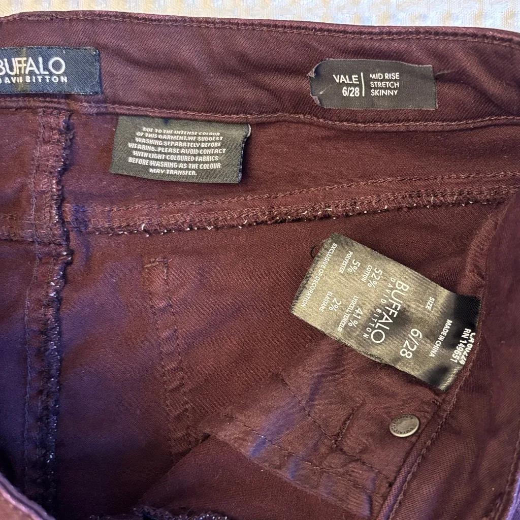 Buffalo David Bitton VALE Women's Size 6 Dark Burgundy Oxblood Skinny Jeans - Image 16