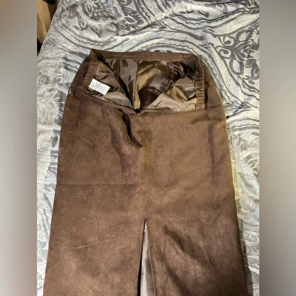 Vintage 90’s Faux Suede Beaded & Embroidered Maxi Skirt Small Brown Size 4 - Image 13