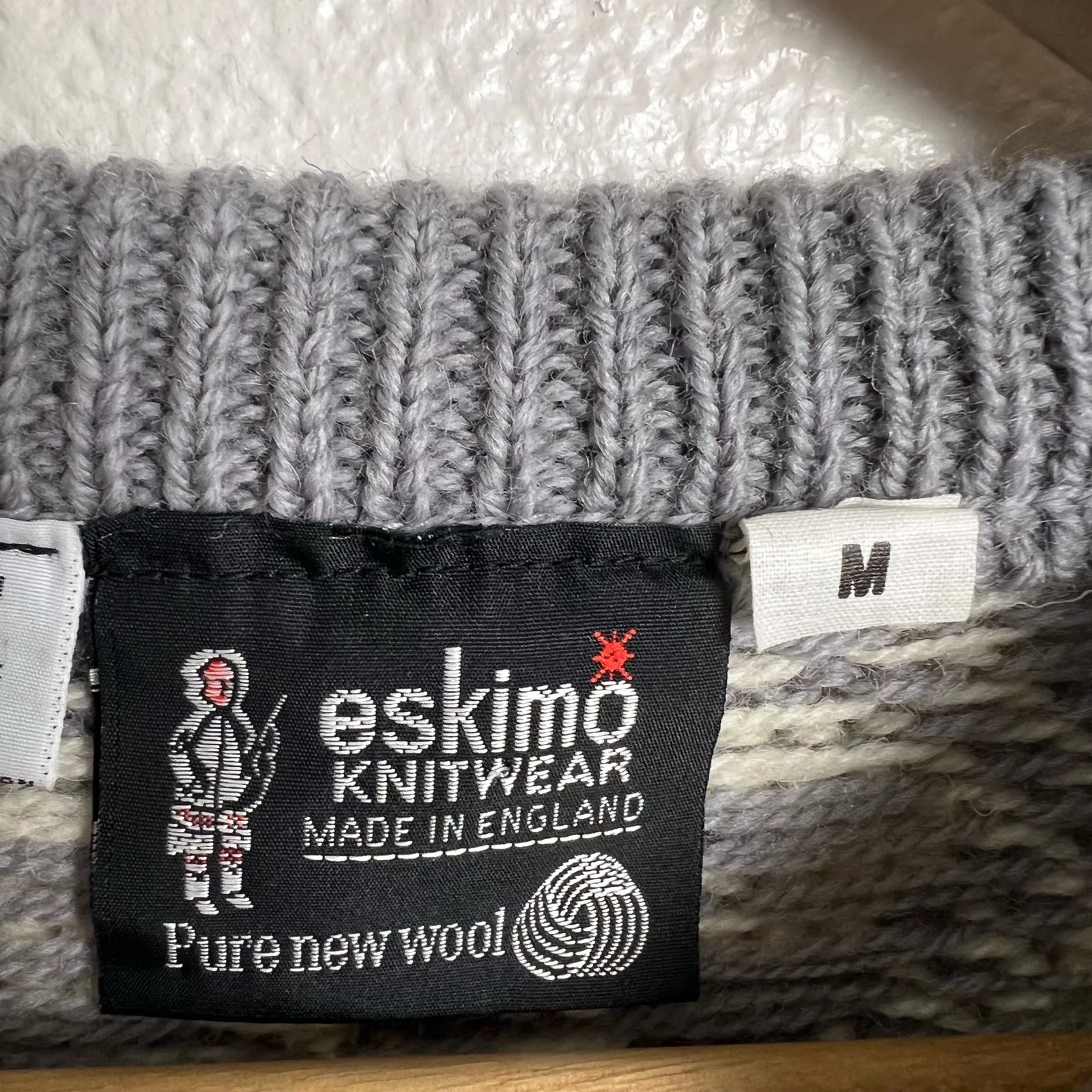 Vintage Eskimo Knitwear Women’s Gray White Wool Winter Pullover Sweater Size M Size M - Image 7