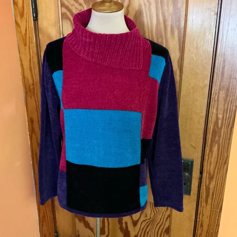 Vintage Y2K bright Colorblock sweater Pink Size L - Image 5
